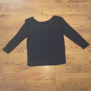 Dark Navy Blue Tigh Croped 3/4 long sleeve